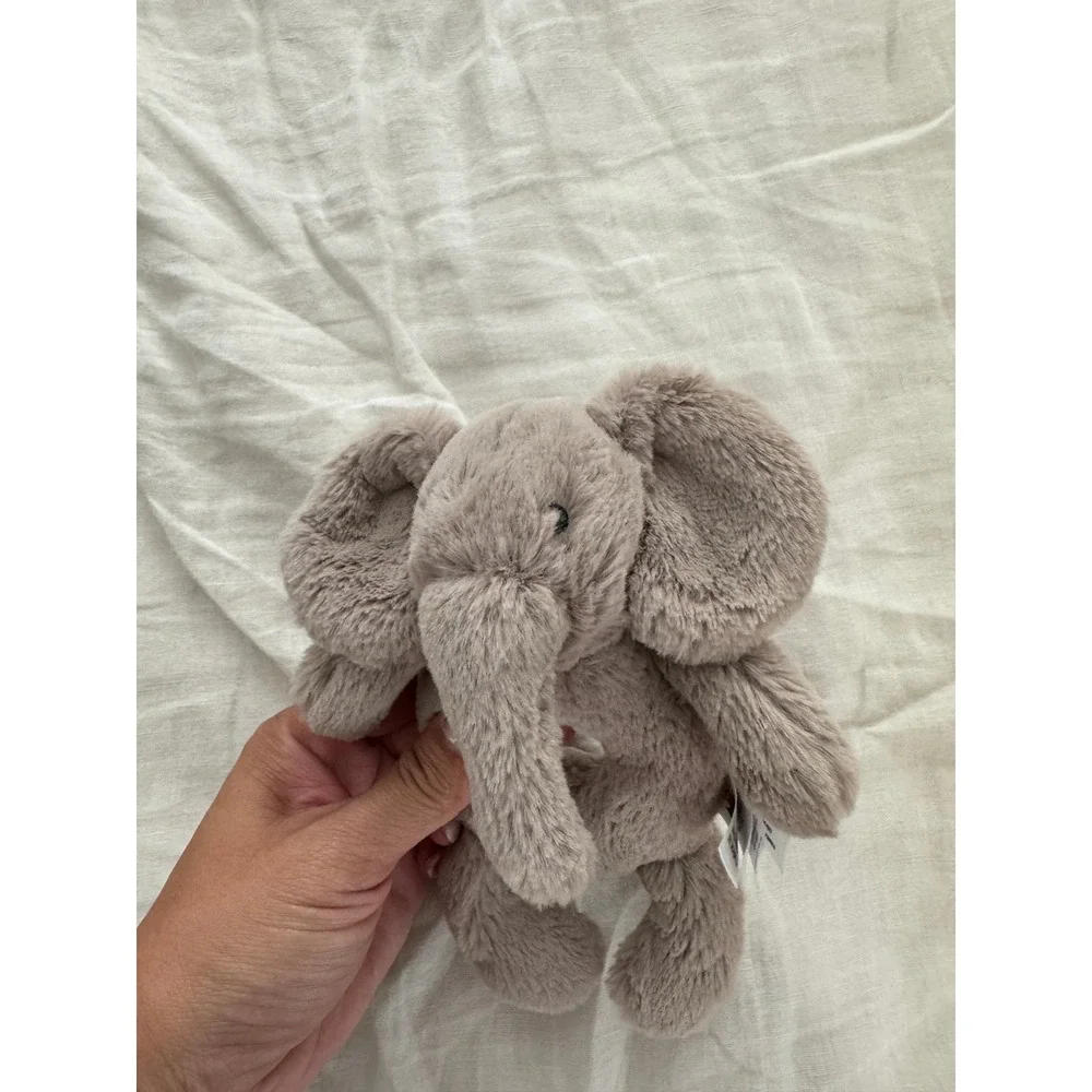 Jellycat Bashful Elephant Baby Rattle Plush Soft Toy Grey Small 7 Inch